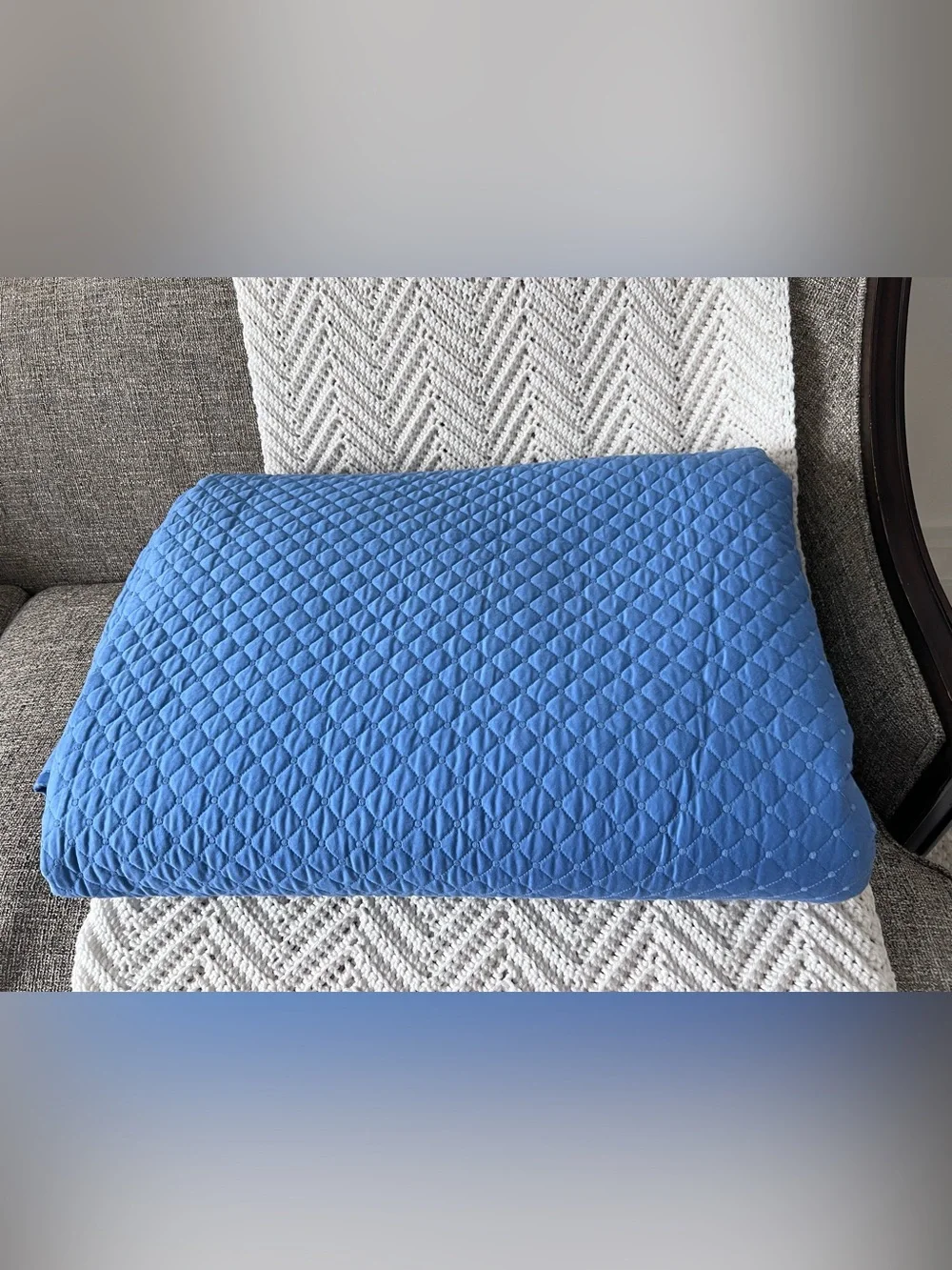 Charter Club Quilted Coverlet in Medium Blue quilt King size - Picture 1 of 8